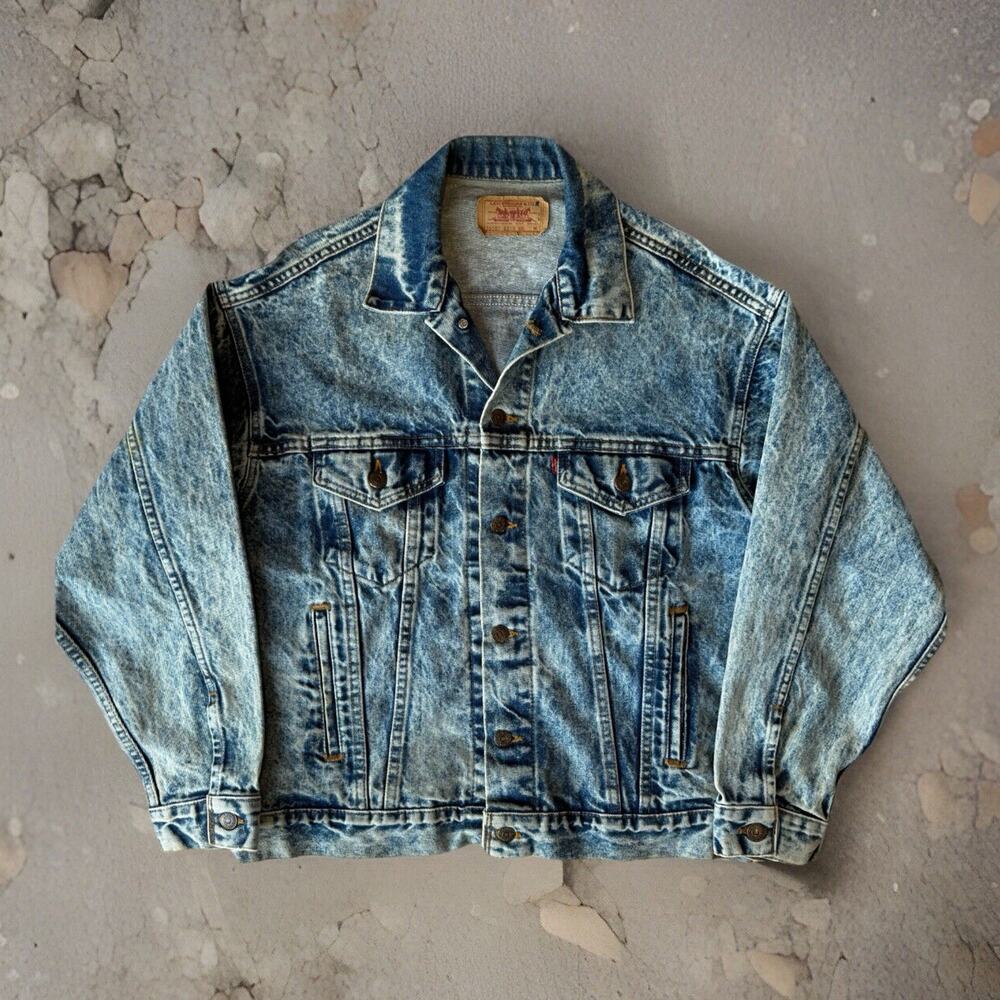 Vintage Levis Denim Jacket M Blue 80s Acid Wash Made in USA